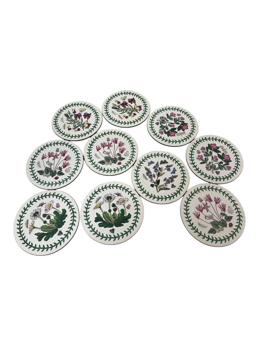 Portmeirion Botanic Garden Coasters Set of 10 Susan Williams-Ellis Cork Backed